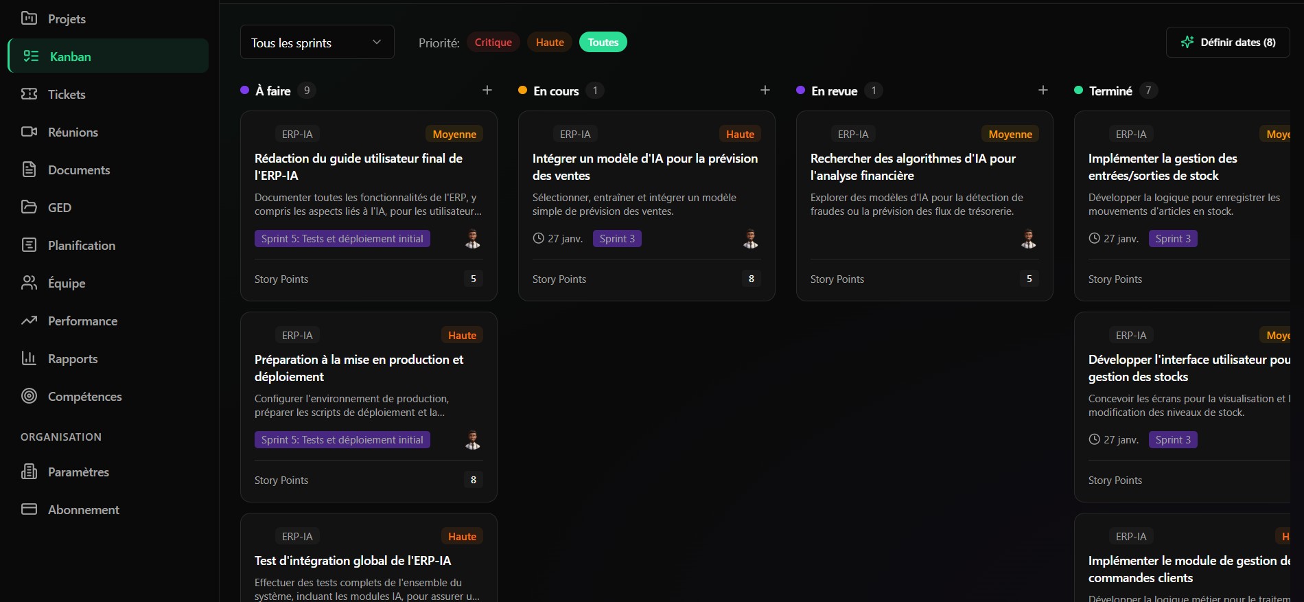 SprintFlow — outil de gestion de projet agile